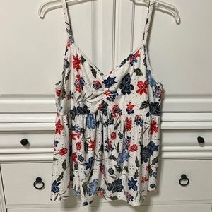 Torrid ladies Size 2X Knit Eyelet V-neck Babydoll Cami in Floral, preowned